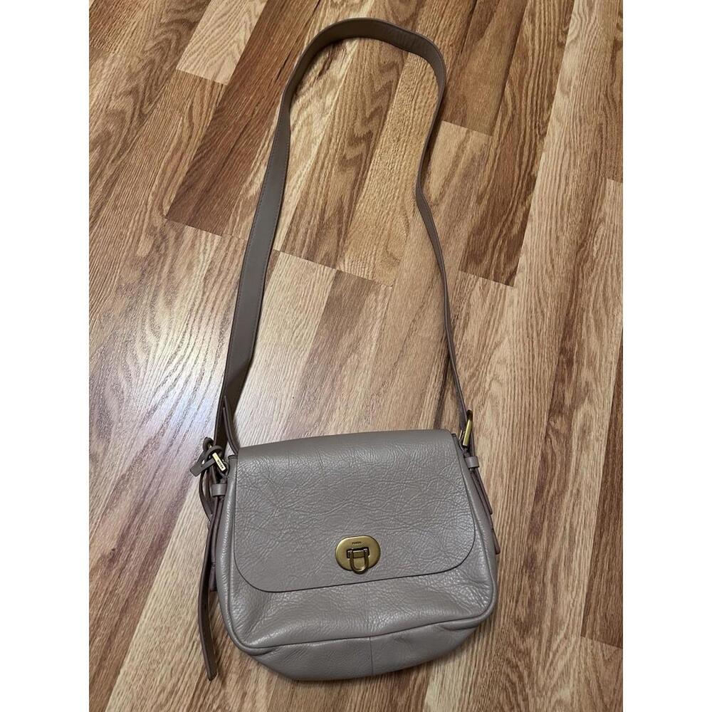 Fossil Gray Harper Leather Small Flap Crossbody Bag EUC